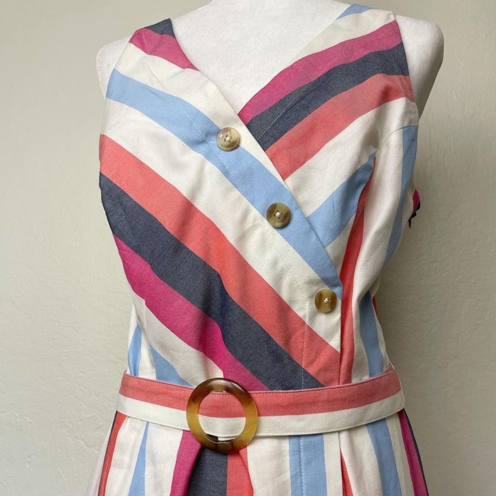 EUC - Multicolor striped Button Front Dress - Picture 6 of 10